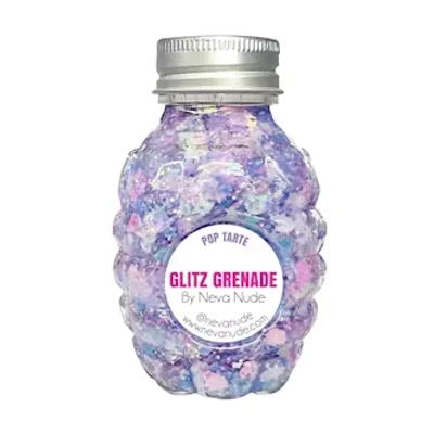 pop tarte purple pink iridescent blacklight cosmetic glitter glitz grenade keychain in aloe gel