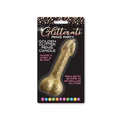 glitterati gold glitter penis candle