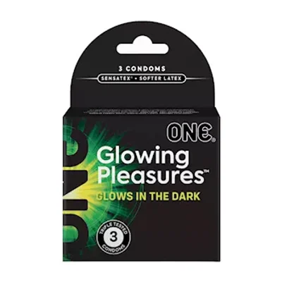 one glowing pleasures condoms 3pk