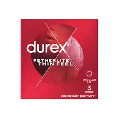 durex condoms fetherlite thin feel regular fit 3pk