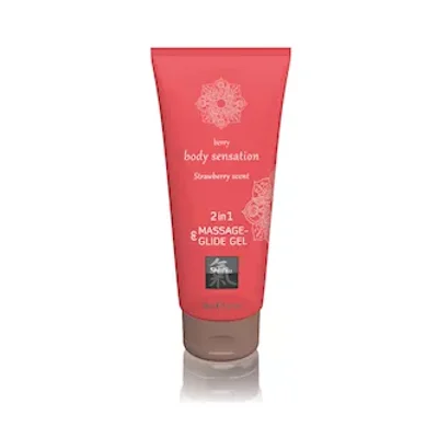 shiatsu 2 in 1 strawberry scented massage glide gel 200ml