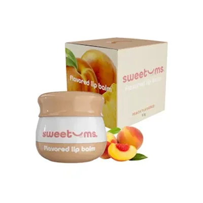 sweetums peach flavoured lip balm