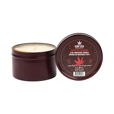 hemp seed 3 in 1 massage candle stuff my stocking pomegranate charred firewood brown sugar