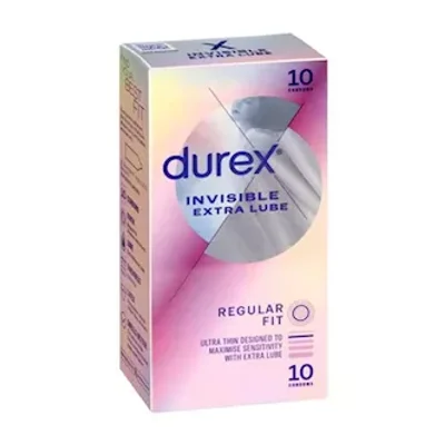 durex invisible extra lube condoms 10 pack