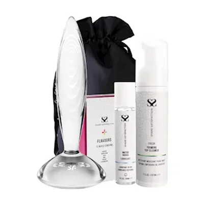 satisfyer sparkling crystal glass dildo essentials bundle