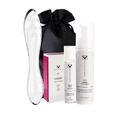 satisfyer dazzling crystal 1 glass dildo essentials bundle