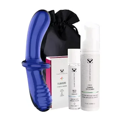 free satisfyer double crystal glass dildo essentials bundle
