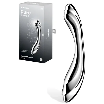 satisfyer pure gravity 2 weighted 82 stainless steel dildo