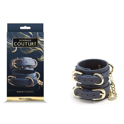 bondage couture wrist cuffs blue