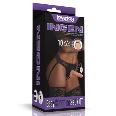 ingen vibrating easy strap on set 7 inch dong with balls