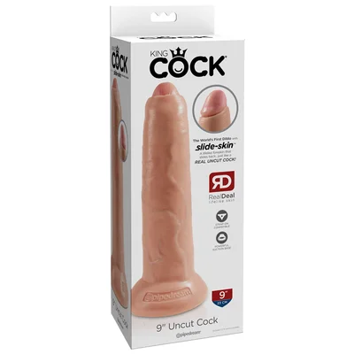 king cock 9 inch uncut dildo with slide skin flesh