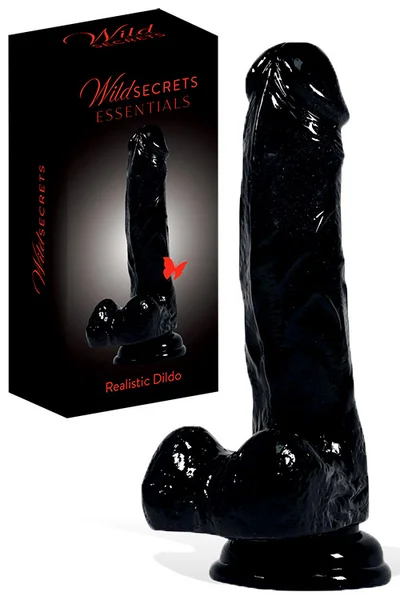 Wild Secrets Essentials 7" Black Realistic Dildo with Suction Cup Base — image 6 of 10