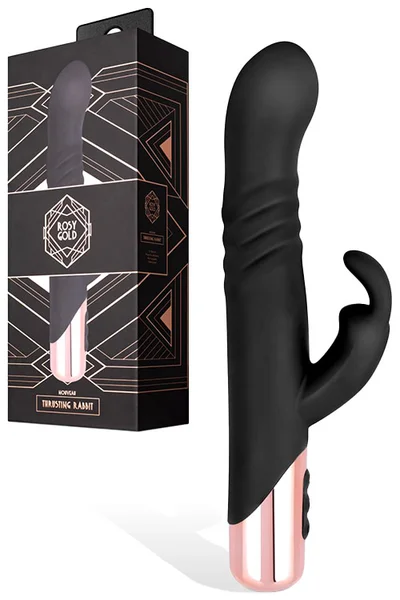 Rosy Gold Nouveau 9.4" Thrusting Rabbit Vibrator — image 7 of 12