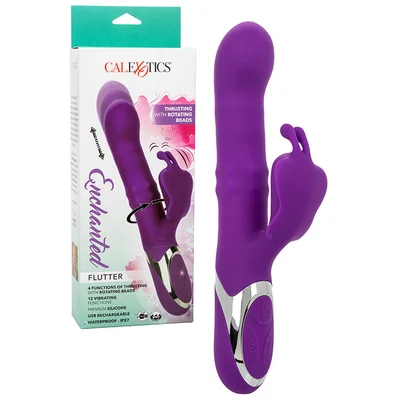 calexotics flutter 95 thrusting beaded rabbit vibrator with fluttering clitoral teaser