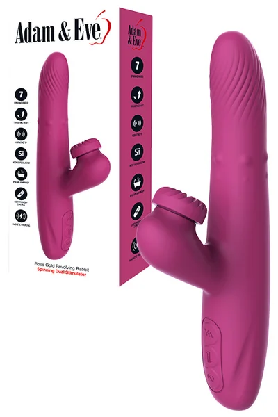Adam and Eve Rose Revolving & Thrusting 8.8" Rabbit Vibrator — image 2 of 3