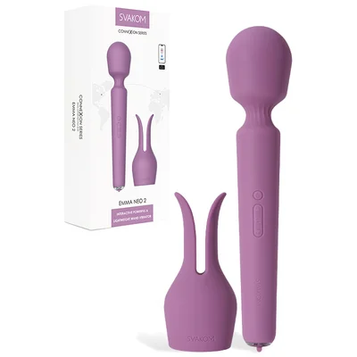 svakom emma neo 2 114 app compatible wand massager with removeable rabbit ears