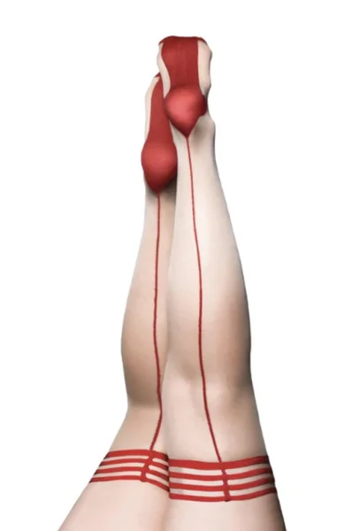 Kixies WHITNEY Nude/Red Seam Thigh Highs - Nude/Red - Size B — image 3 of 3