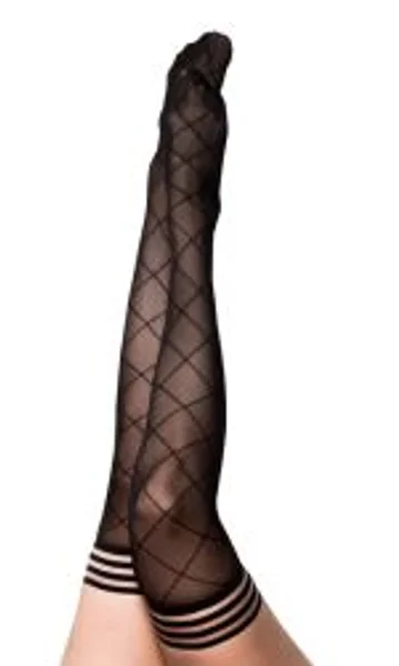 Kixies ANNA Sheer Black Diamond Thigh Highs - Black - Size A — image 2 of 3