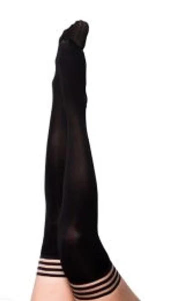 Kixies DANIELLE Black Solid Opaque Thigh Highs - Black - Size C — image 2 of 3