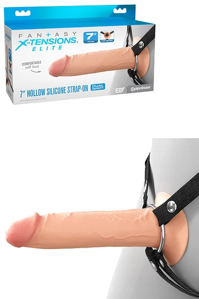Pipedream Elite 7" Silicone Dual Density Hollow Strap On — image 6 of 10