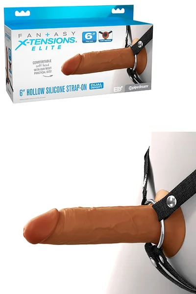 Pipedream Elite 6" Silicone Dual Density Hollow Strap On — image 7 of 12