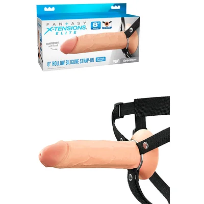 pipedream elite 8 silicone dual density hollow strap on