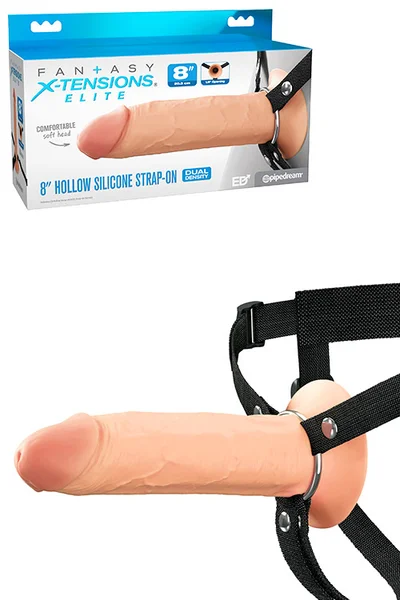 Pipedream Elite 8" Silicone Dual Density Hollow Strap On — image 6 of 10
