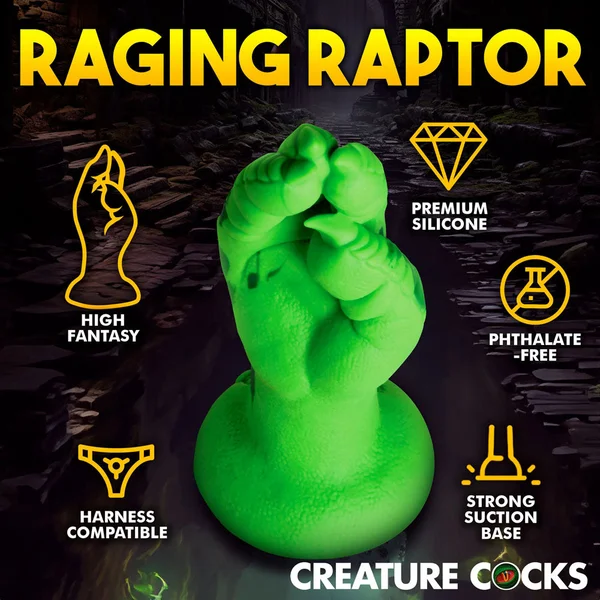 Creature Cocks Raptor Claw Fisting Silicone Dildo - Green 21.8 cm Claw Fantasy Dildo — image 6 of 10