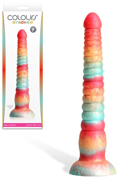 nsnovelties Colours Stacked 9" Silicone Dildo With Suction Cup Base — image 4 of 6