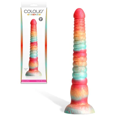 nsnovelties colours stacked 9 silicone dildo with suction cup base