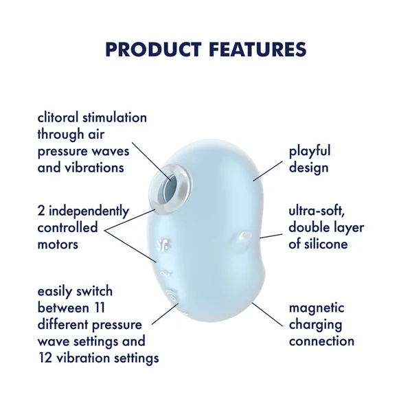 Satisfyer Cutie Ghost - Blue - Blue USB Rechargeable Air Pulse Stimulator — image 3 of 11