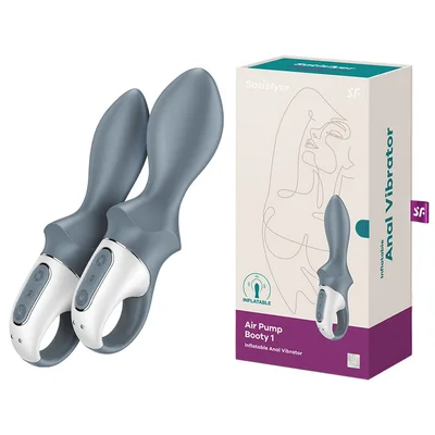 satisfyer air pump booty 1 grey usb rechargeable inflatable anal vibrator
