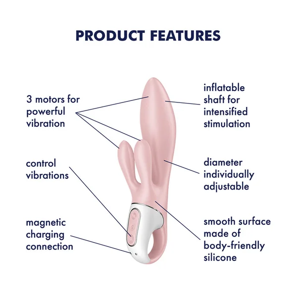 Satisfyer Air Pump Bunny 3 - Pink USB Rechargeable Inflatable Rabbit Vibrator — image 3 of 11