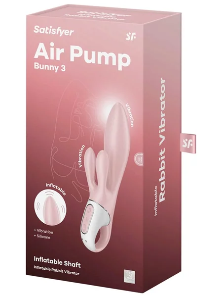 Satisfyer Air Pump Bunny 3 - Pink USB Rechargeable Inflatable Rabbit Vibrator — image 10 of 11