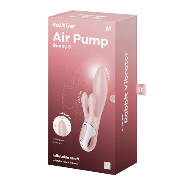 Satisfyer Air Pump Bunny 3 - Pink USB Rechargeable Inflatable Rabbit Vibrator — image 8 of 11