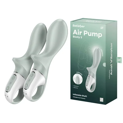 satisfyer air pump booty 3 grey usb rechargeable inflatable anal vibrator
