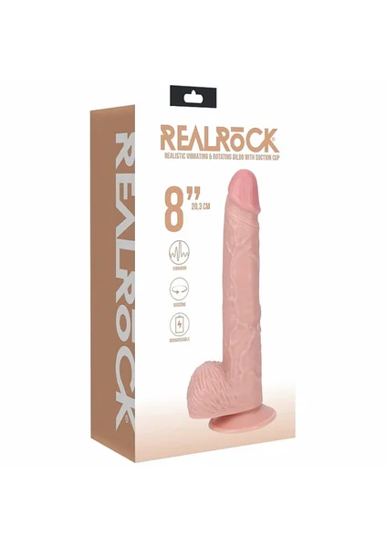 REALROCK 20cm Vibrating + Rotating Cock + Balls - Flesh - Flesh 20.3 cm (8'') USB Rechargeable Vibrating and Rotating Dong — image 16 of 16