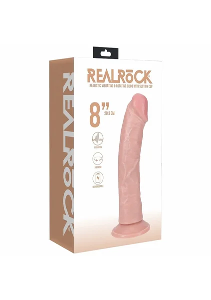 REALROCK 20cm Vibrating + Rotating Cock - Tan - Tan 20.3 cm (8'') USB Rechargeable Vibrating and Rotating Dong — image 9 of 9
