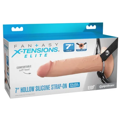 fx elite 7 silicone hollow strap on flesh flesh 178 cm hollow strap on