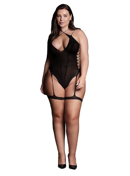 Le' Desir Shade Metis Bodystocking with Garters and Crossed Neckline — image 2 of 8
