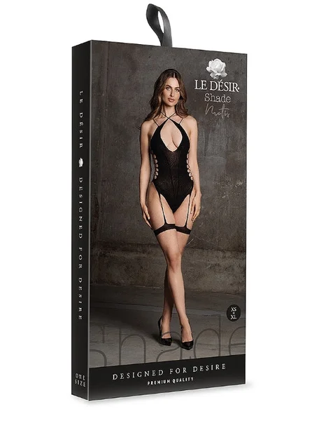 Le' Desir Shade Metis Bodystocking with Garters and Crossed Neckline — image 7 of 8