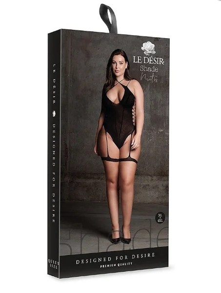 Le' Desir Shade Metis Bodystocking with Garters and Crossed Neckline — image 8 of 8