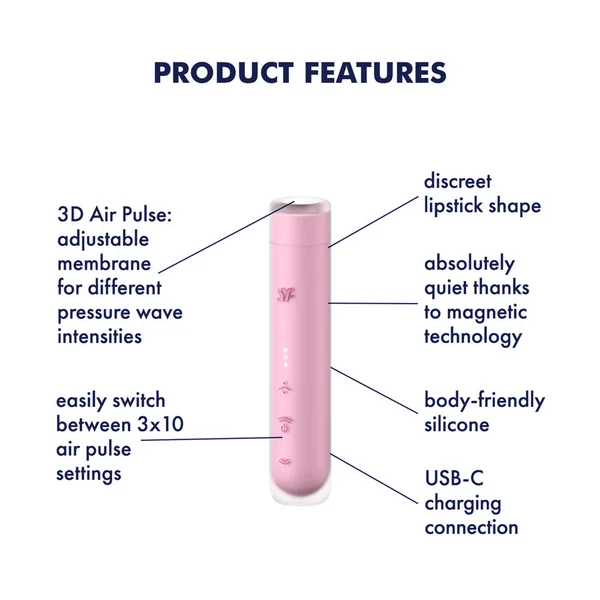 Satisfyer First Kiss - Pink USB Rechargeable Air Pulse Stimulator — image 3 of 11