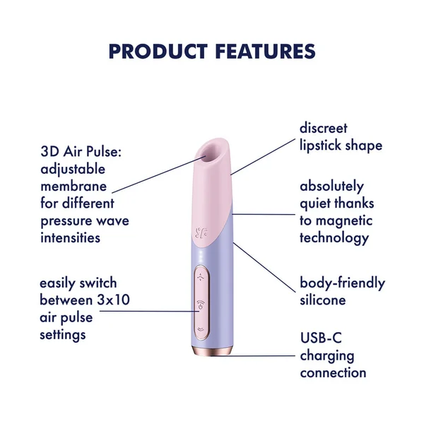 Satisfyer Bold Kiss - Purple USB Rechargeable Air Pulse Stimulator — image 3 of 11
