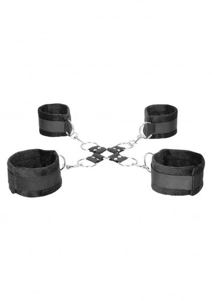 Ouch Black & White Velcro Hogtie with Wrist and Ankle Cuffs — image 2 of 5