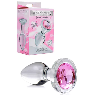 booty sparks 33 glass butt plug with pink gem base medium