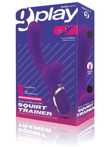 Bodywand G-Play Dual Stimulator Squirt Trainer - Purple 22 cm USB Rechargeable Rabbit Vibrator with Air Pulsation — image 6 of 7