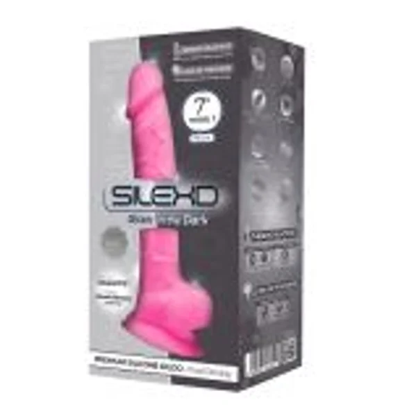 Silexd Model 1 Pink Glow In The Dark 7" Dildo — image 2 of 3
