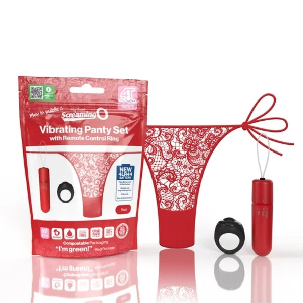 Vibrating Panty Set W/ Remote Ring 4T High Pitch Treble - Red — image 2 of 2