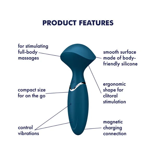 Satisfyer Mini Wand-er Vibrator - Blue — image 2 of 7